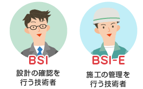 BSI：設計の確認を行う技術者　　BSI-E：施工の管理を行う技術者